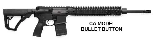 Modern CA model rifle with bullet button, tactical design, black finish.