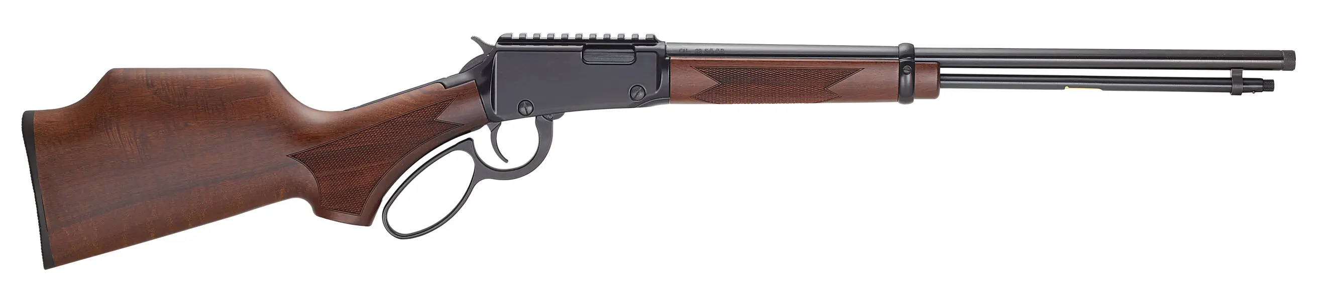 Rifle with wooden stock and long barrel for hunting and shooting sports.