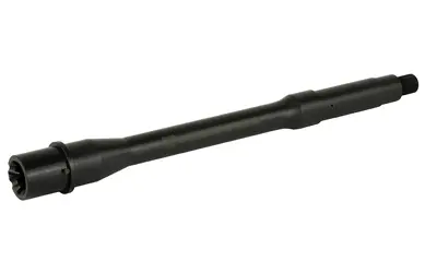 Black firearm suppressor for rifles, designed to reduce noise and muzzle flash.