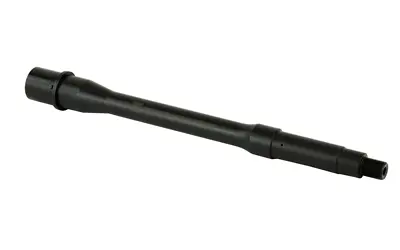 Gun suppressor for firearms, black finish, long barrel.