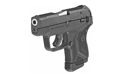 Pistol firearm with black finish, compact design, and textured grip for secure handling.