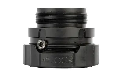 Silencer attachment for firearms, black cylindrical suppressor with threaded end.