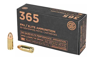 High-quality 9mm Luger FMJ Elite Ammunition for target shooting and practice.
