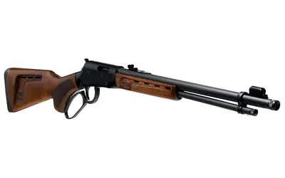 Classic bolt-action rifle with wooden stock and black barrel.