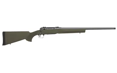 Rifle with scope and synthetic stock for hunting and shooting sports.