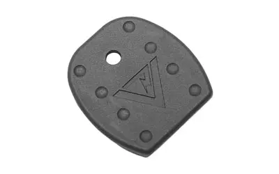Gun accessory with multiple holes and a triangular logo.