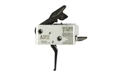 Close-up of a firearm safety device with ARS branding and QR code.