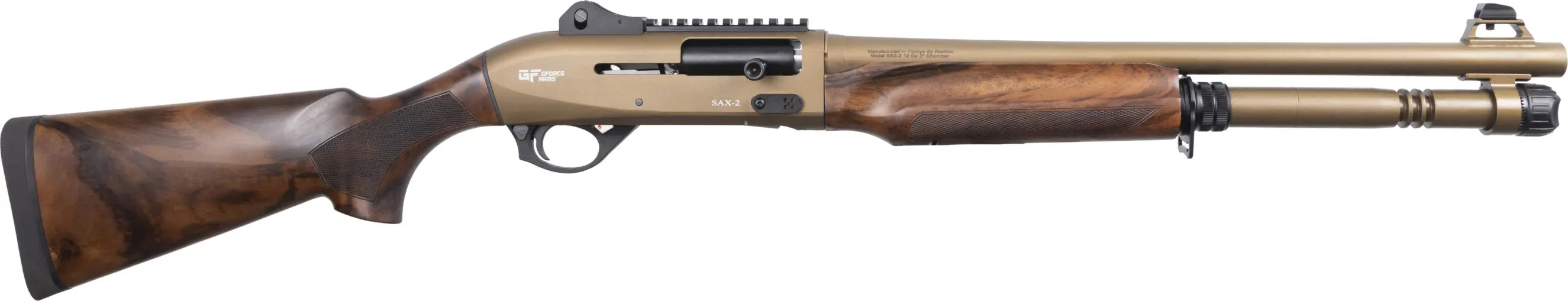 Bolt-action rifle with wooden stock and metallic components for hunting and shooting sports.