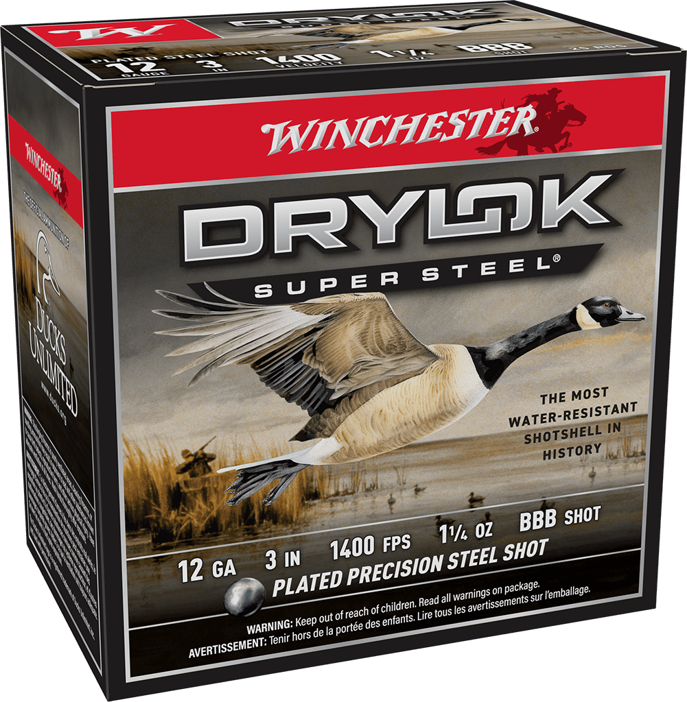 WINCHESTER DRYLOK SUPER STEEL 12 GA 3" BBB 1-1/4 OZ 25 RD/BX 10 BX/CS