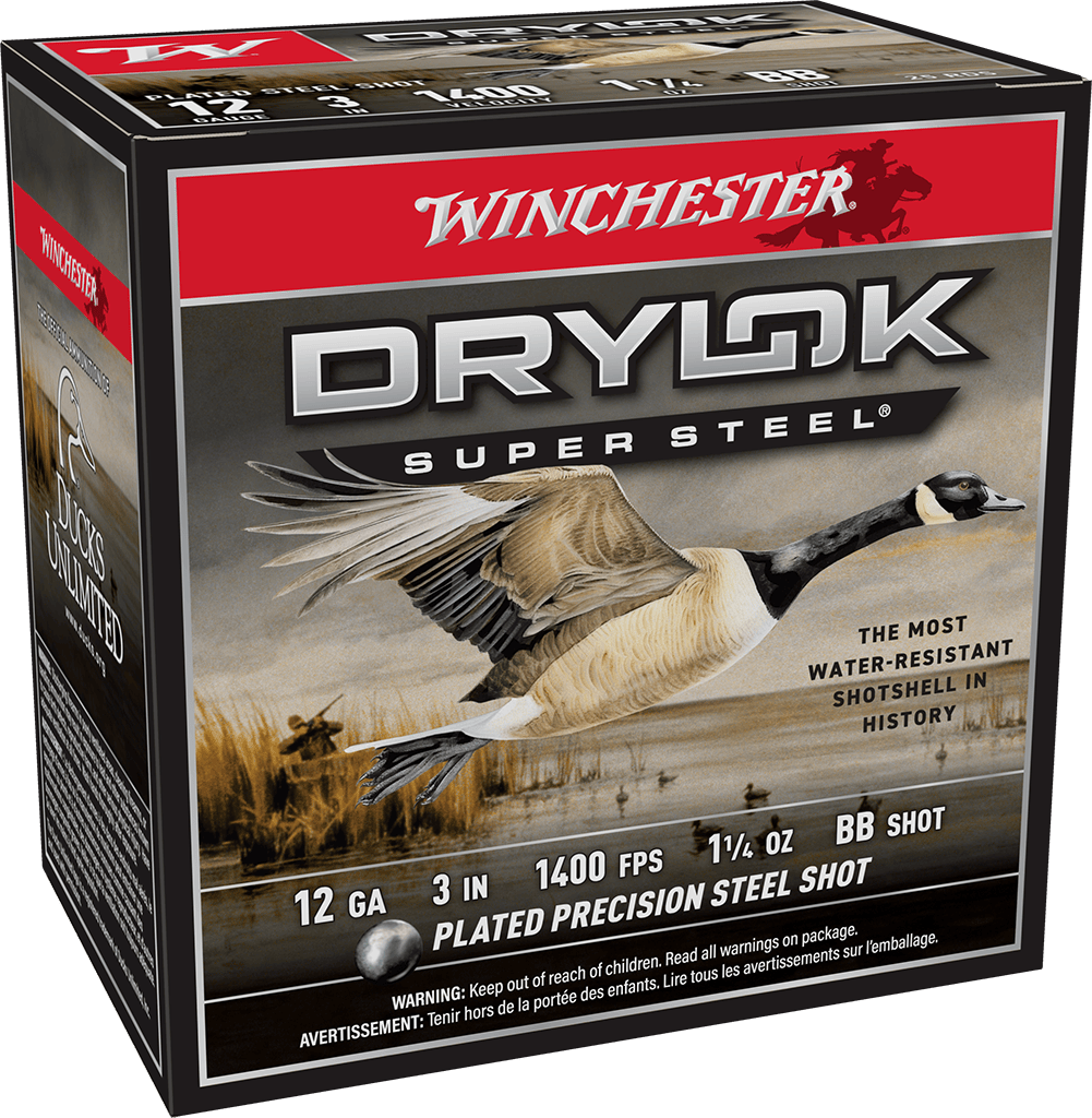 WINCHESTER DRYLOK SUPER STEEL 12 GA 3" BB 1-1/4 OZ 25 RD/BX 10 BX/CS