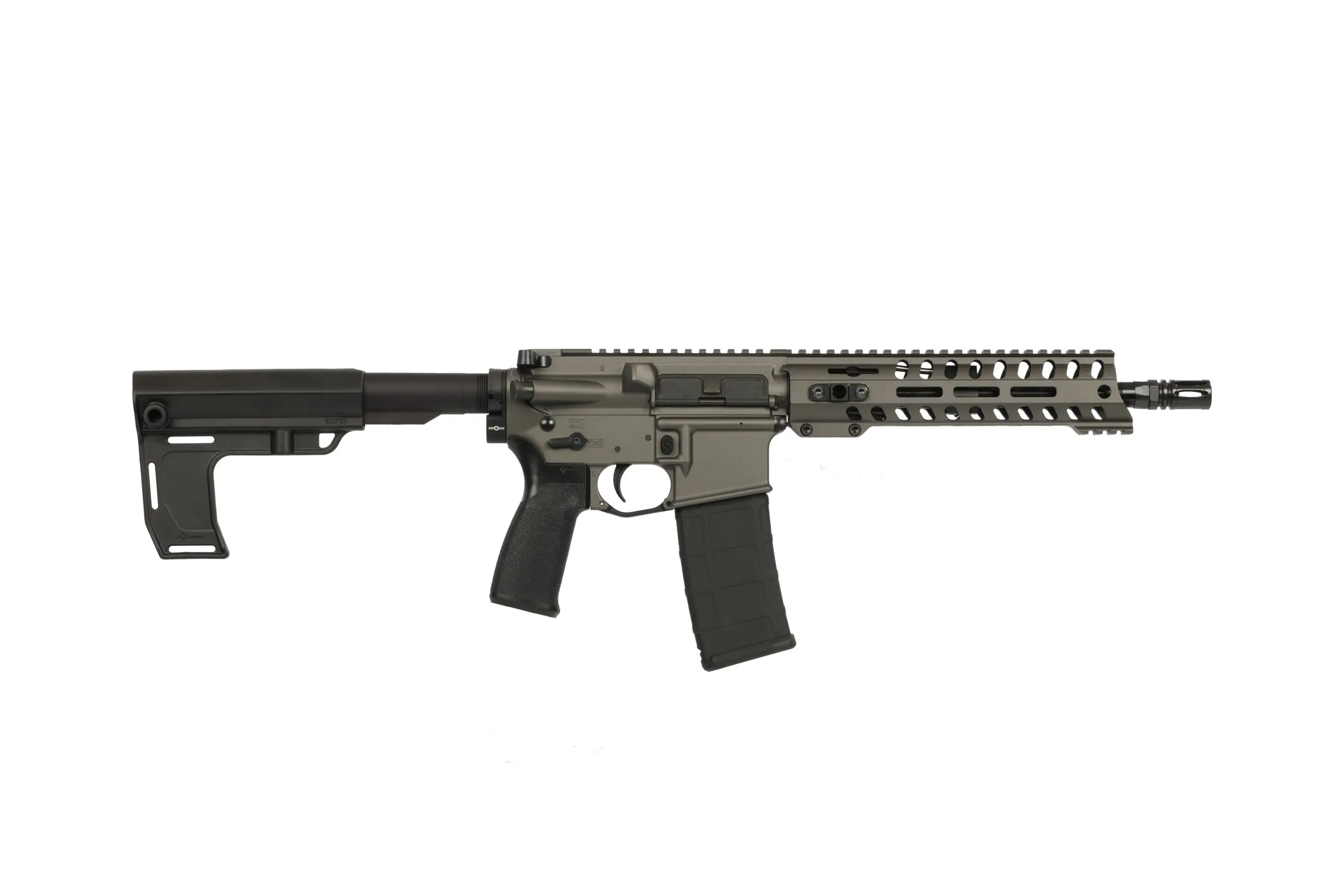 Tactical rifle with adjustable stock and ergonomic grip for precision shooting.