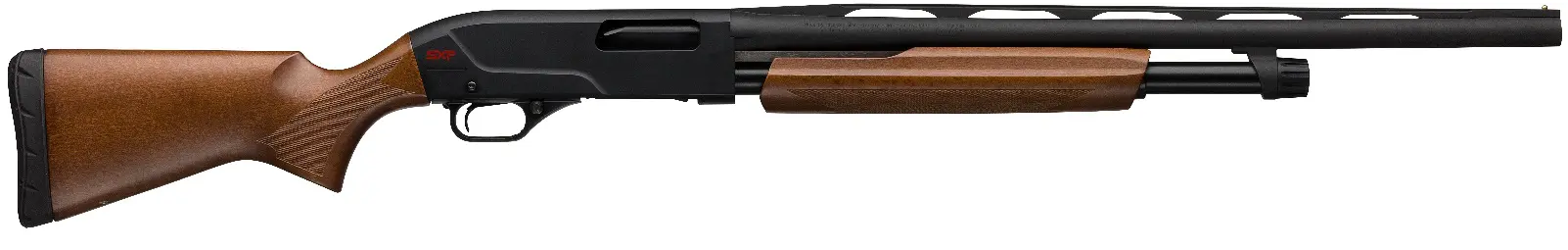 Bolt-action rifle with wooden stock and black barrel, ideal for hunting and target shooting.