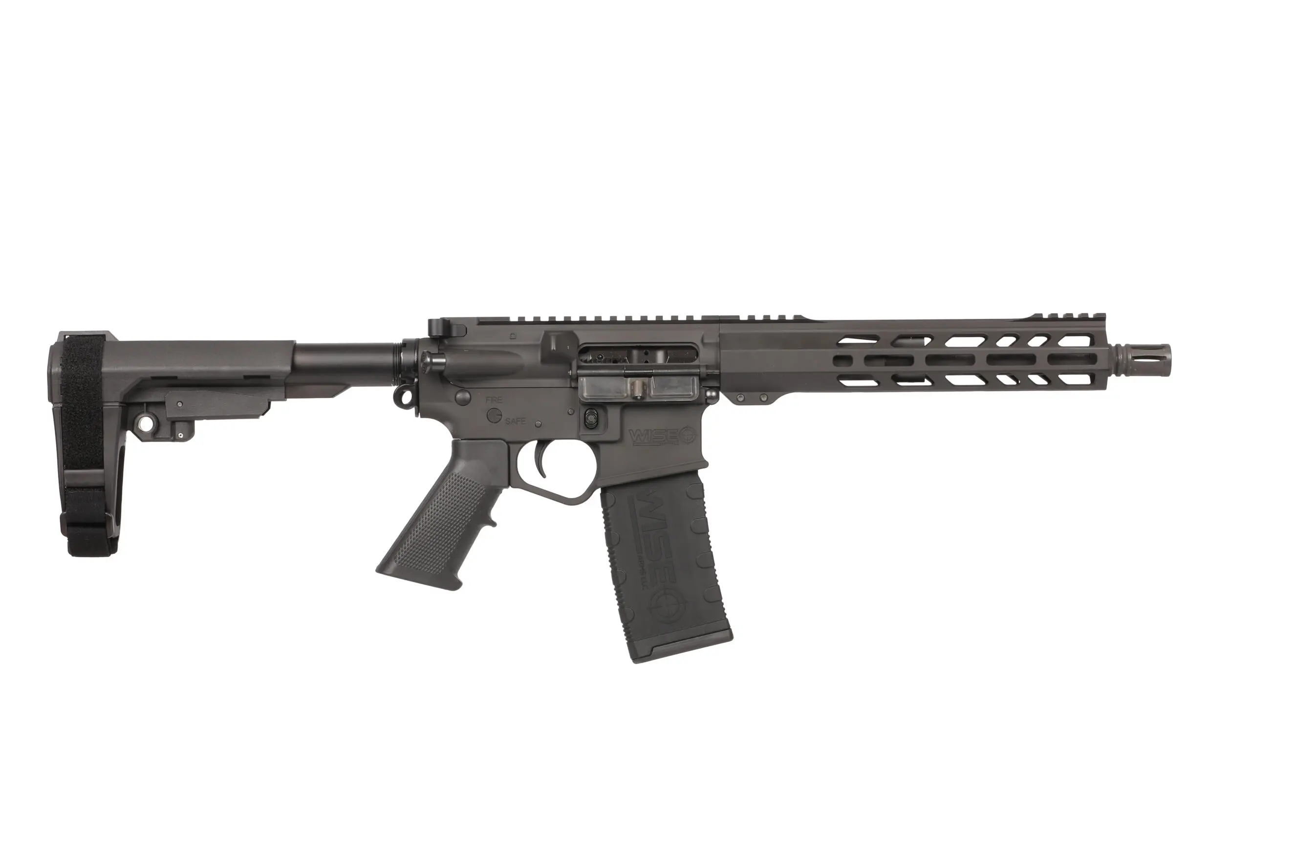 Modern tactical rifle with adjustable stock and long barrel for precision shooting.