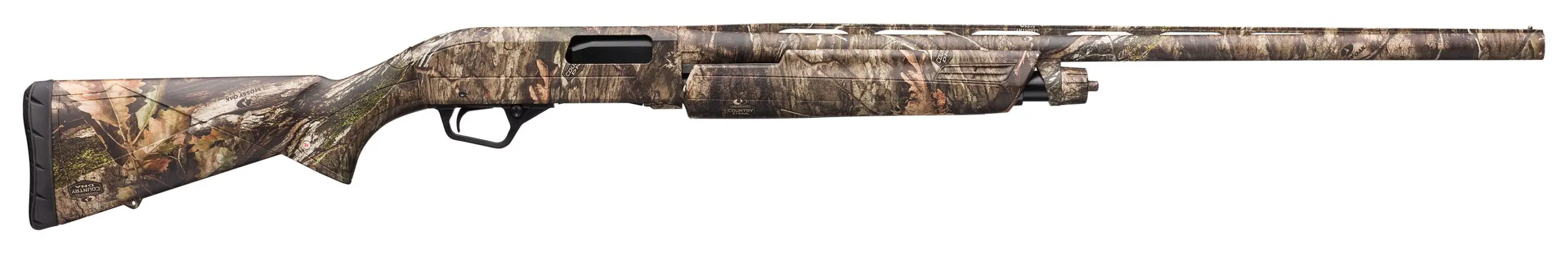 Rifle with camouflage finish and scope for hunting.