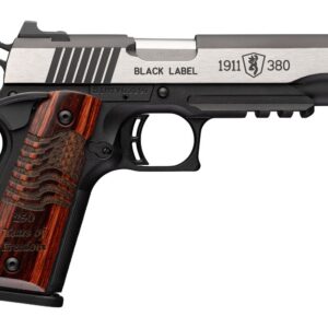 Custom handgun with wooden grip and modern design, displayed on a plain background.