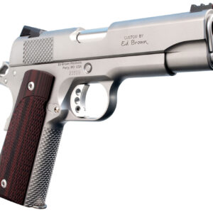 Ed Brown KC18SS 1911 Kobra Carry Serrated Frame 45 ACP 7+1 4.25" Stainless Recessed Crown Barrel, Matte Stainless Serrated Steel Slide & Frame, Laminate Wood Grip, Right Hand