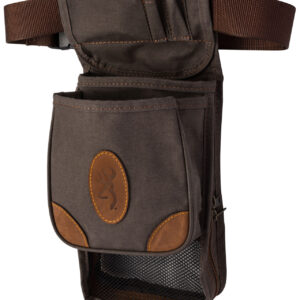 Browning 121388693 Lona Deluxe Shell Pouch Flint Canvas/Leather Belt Mount Adjustable