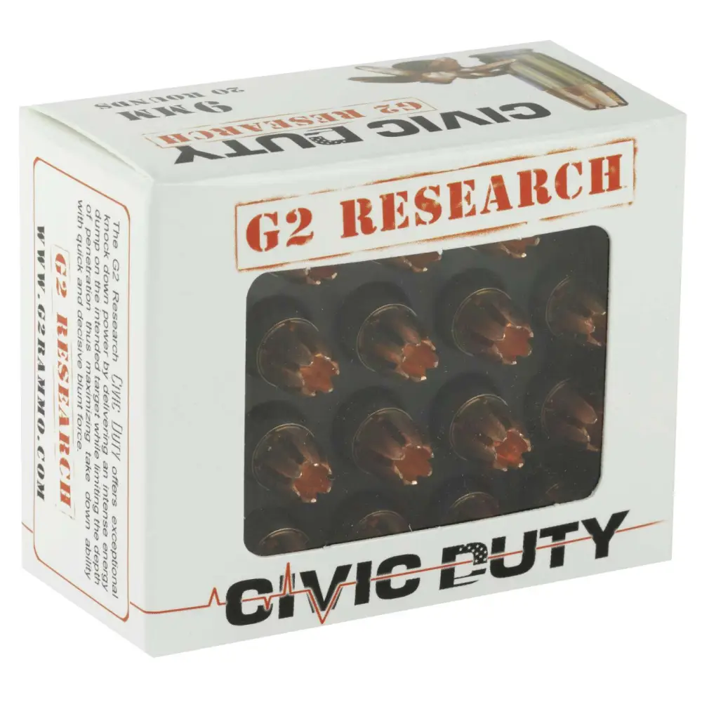 G2R CIVIC DUTY 9MM 20RD BOX 25 BOXES PER CASE