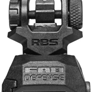 FAB Defense FXRBS Rear Back-Up Sight  for AR-15/ M16/ M4 Dual Aperture Low Folded Profile Spring-Locked Deployment Black Polymer & Metal