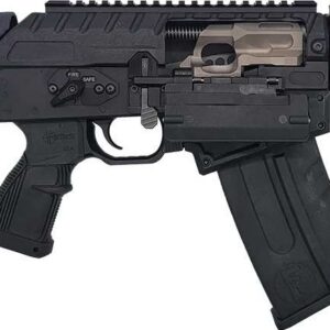 Modern tactical rifle with adjustable stock and scope mount.