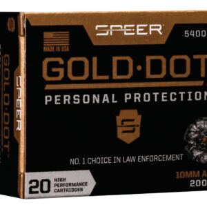 Speer 54000GD Gold Dot Personal Protection 10mmAuto 200gr Hollow Point 20 Per Box/10 Case