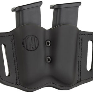 1791 Gunleather MAGF22SBLA MAG-F Double Mag Holster Stealth Black Leather Belt Slide Compatible w/ Double Stack Ambidextrous