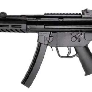 Tactical rifle with adjustable stock and scope mount for precision shooting.