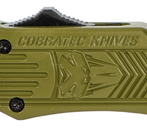 CobraTec Knives SODCTK1STNS CTK-1  Small 2.75" OTF Tanto Plain D2 Steel Blade/OD Green Aluminum Handle Features Glass Breaker Includes Pocket Clip