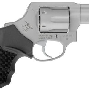 Taurus 2-856029CH 856  Small 38 Special +P 6 Shot 2" Matte Stainless Steel Barrel, Cylinder & Frame, Black Finger Grooved Rubber Grip, Transfer Bar Safety, Concealed Hammer