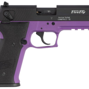 Airsoft pistol with purple and black finish for training and recreational use.