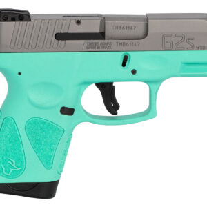 Taurus 1G2S939C G2S  Compact Frame 9mm Luger 7+1 3.26" Matte Stainless Steel Barrel, Matte Serrated Stainless Steel Slide, Cyan Polymer Frame w/Picatinny Rail & Polymer Grip, Right Hand