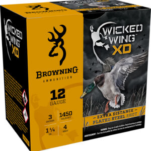 Browning Ammo B193411234 Wicked Wing XD  12Gauge 3" 1 1/4oz 4Shot 25 Per Box/10 Case