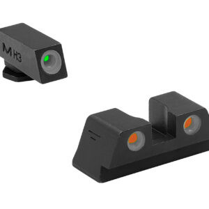 Meprolight USA 102203301 Tru-Dot Sight Set Green Tritium/Orange Tritium/Black Frame Compatible w/Glock 42/43/43X/48X, Post/Dovetail Mount