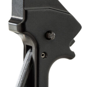 Black trigger lock for firearm safety and security.