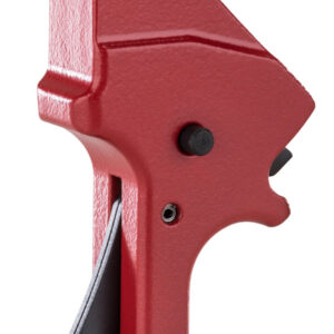 Red gun safety trigger lock for firearm security and safety.