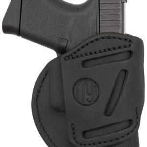 1791 Gunleather 4WH3SBLL 4-Way  IWB/OWB Size 03 Stealth Black Leather Belt Clip Compatible w/Glock 26/Ruger LC9/S&W M&P Shield/2.0 9/40 Left Hand