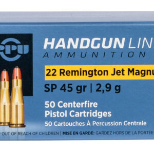 PPU PPH22RJ Handgun  22RemJetMag 45gr Soft Point 50 Per Box/10 Case
