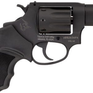 Taurus revolver firearm with black finish and compact design.