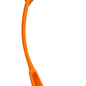 Bright orange firearm safety lock for secure gun storage.