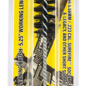 Suppressor cleaning brush with spiral wire design for firearm maintenance.