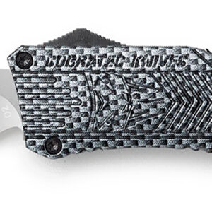 CobraTec Knives LCFCTK1LDS CTK-1  Large 3.75" OTF Drop Point Part Serrated D2 Steel Blade/ Carbon Fiber Aluminum Handle Features Glass Breaker Includes Pocket Clip
