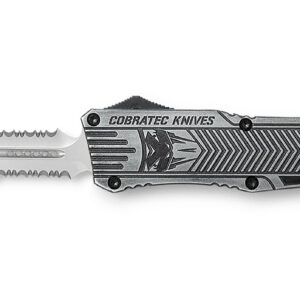 CobraTec Knives LSWCTK1LDG2SS CTK-1  Large 3.75" OTF Dagger Part Serrated D2 Steel Blade/ Stonewashed Aluminum Handle Features Glass Breaker Includes Pocket Clip