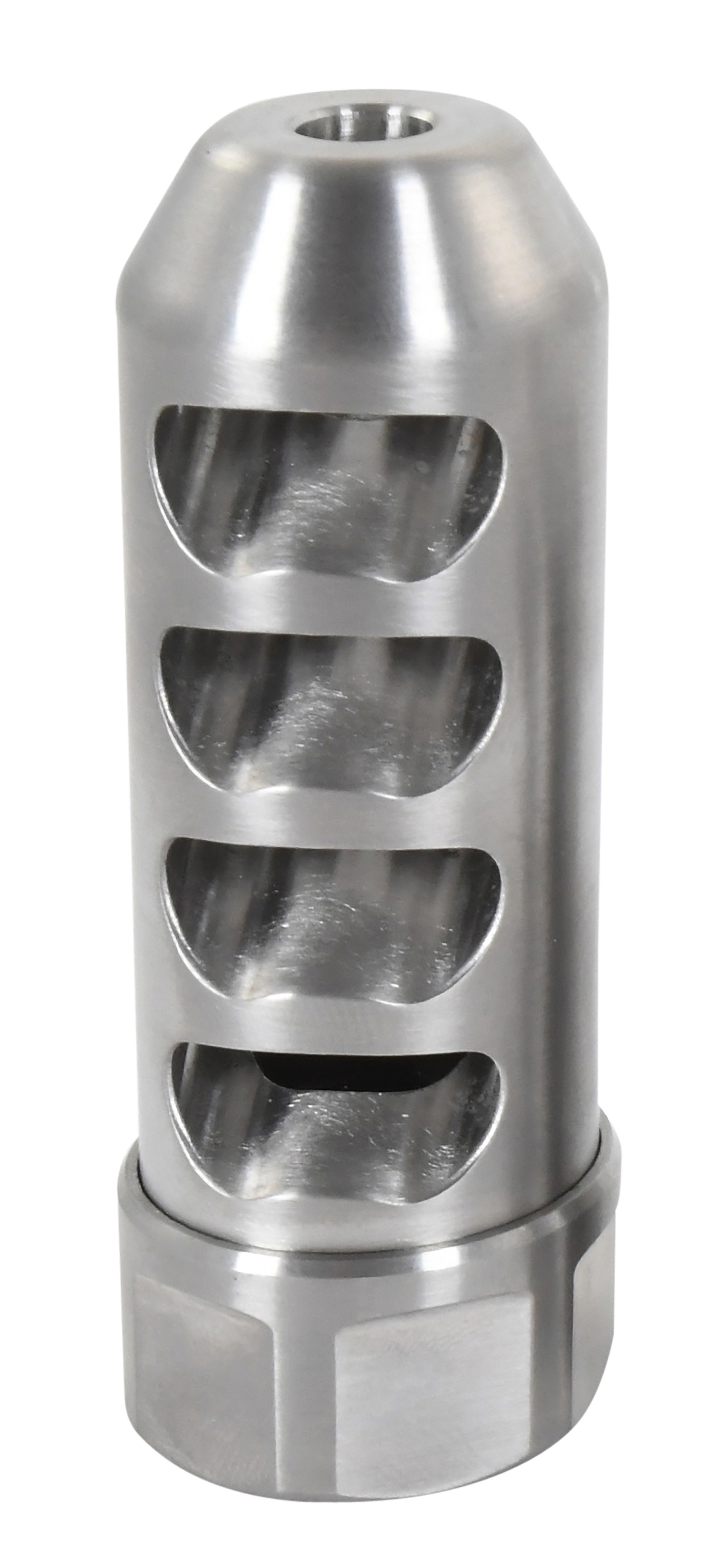 American Precision Arms G2F5838S Gen 2 Fat Bastard Self Timing Brake Stainless Steel with 5/8"-24 tpi Threads, 3.30" OAL & 1.115" Diameter for 338 Cal Rifle