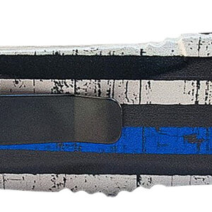 Templar Knife LBTB131 Gen II Back The Blue Large 3.50" OTF Dagger Plain Black Oxide Stonewashed 440C SS Blade, 5.25" Black & White w/Blue Line Aluminum Handle, Glass Breaker