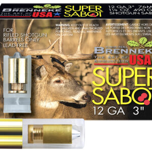 Super Sabot 12 gauge shotgun sabot with deer image, lead-free, for rifled barrels.