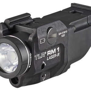 Streamlight 69446 TLR-1 RM w/Laser Black Anodized Aluminum,  500 Lumens White LED Bulb/Red Laser, 210 Meters Beam, Picatinny Rail Mount