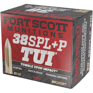 Fort Scott Munitions 38+P081SCV Tumble Upon Impact (TUI)  38Special+P 81gr Solid Copper Spun 20 Per Box/25 Case