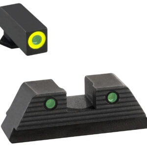 AmeriGlo GL819 Trooper Sight Set for Glock  Green Tritium LumiGreen Outline Front Sight-Green Tritium Black Outline Rear Sight