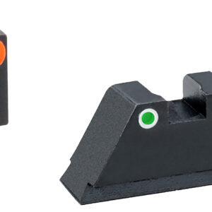 AmeriGlo GL331 Optic Compatible Sight Set for Glock  XL Tall Green Tritium Orange Outline Front Sight-Green Tritium White Outline Rear Sight