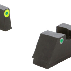 AmeriGlo GL333 Optic Compatible Sight Set for Glock  XL Tall Green Tritium LumiGreen Outline Front Sight-Green Tritium White Outline Rear Sight